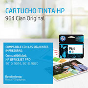 Foto de CARTUCHO DE TINTA HP 964 CIAN ORIGINAL (3JA50AL) 