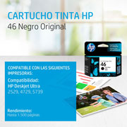 Foto de CARTUCHO ORIGINAL DE TINTA NEGRA HP 46 ADVANTAGE (CZ637AL)  