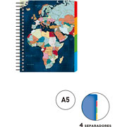 Foto de Cuaderno forma francesa Senfort mapa azul espiral cuadro chico 4° Sep 120 hojas 
