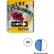 Foto de Cuaderno forma francesa Senfort Skate espiral cuadro chico 120 hojas 