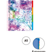 Foto de Cuaderno forma francesa Senfort Tie Dye All espiral cuadro chico 120hojas 