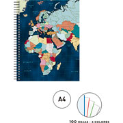 Foto de Cuaderno profesional Senfort mapa azul espiral cuadro chico 100 hojas 