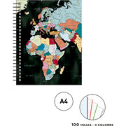 Foto de Cuaderno profesional Senfort mapa negro espiral cuadro chico 100 hojas 