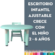 Foto de ESCRITORIO Y SILLA INFANTIL DE ALTURA AJUSTABLE PARA NIÑOS DE 3 A 6 AÑOS AZUL MIMA2 