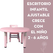 Foto de ESCRITORIO Y SILLA INFANTIL DE ALTURA AJUSTABLE PARA NIÑOS DE 3 A 6 AÑOS ROSA MIMA2 