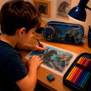 Foto de Estuche Escolar American 10D Godzilla Marino 