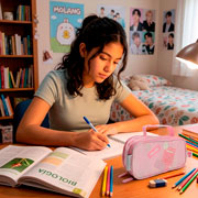 Foto de Estuche Escolar American Molang and Piu Piu Rosa 