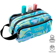 Foto de Estuche escolar Totto Agapec 2Au triple aqua/blanco 