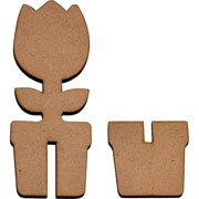 Foto de Figura madera Mdf 15 cm Flor Tulipan con maceta 