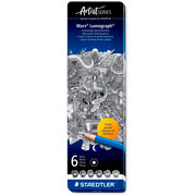 Foto de Lapices de Grafito Staedtler Lumograph Graduados Caja Metalica 6 Piezas 