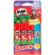 Foto de Lapiz adhesivo Pritt 11g blister con 3 mas pritt azul 10g 