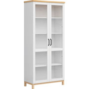 Foto de Librero de roble en color blanco con puertas de cristal 
