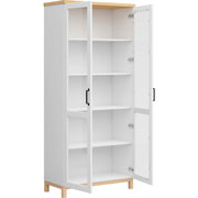 Foto de Librero de roble en color blanco con puertas de cristal 