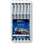 Foto de Marcadores Caligrafia Staedtler Pigment Set Trazo Negro 6 Piezas 