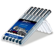 Foto de Marcadores Caligrafia Staedtler Pigment Set Trazo Negro 6 Piezas 