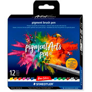Foto de Marcadores Staedtler Pigment Punta Pincel Con 12 Colores Basicos 