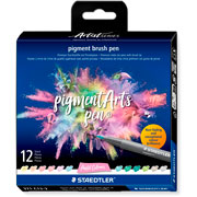 Foto de Marcadores Staedtler Pigment Punta Pincel Con 12 Colores Pastel 