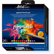 Foto de Marcadores Staedtler Pigment Punta Pincel Con 24 Colores Básicos 
