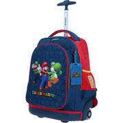 Foto de Mochila Escolar azul con rueditas de  Mario Bros Y Luigi marca Chenson 