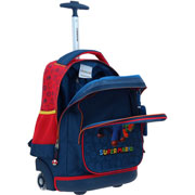Foto de Mochila Escolar azul con rueditas de  Mario Bros Y Luigi marca Chenson 