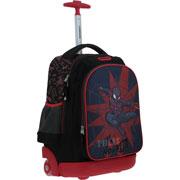 Foto de Mochila Escolar Chenson Miles Morales Con Ruedas Negro/Rojo 