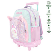 Foto de Mochila Escolar Disvasari Mozioni Bunny Cloud con Ruedas Rosa 