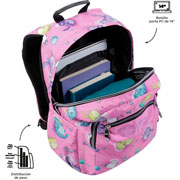 Foto de Mochila escolar Totto Acuarela 9I10 rosa 