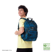 Foto de Mochila Escolar Totto Acuarela Azul y Negro 