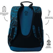 Foto de Mochila Escolar Totto Acuarela Azul y Negro 