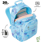 Foto de Mochila Escolar Totto Ma04 Acuarela Azul 