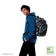 Foto de Mochila Escolar Totto Ma04 Acuarela Gris/Naranja 