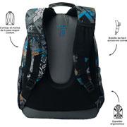 Foto de Mochila Escolar Totto Ma04 Acuarela Gris/Naranja 