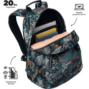 Foto de Mochila Escolar Totto Ma04 Acuarela Gris/Naranja 