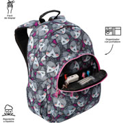 Foto de Mochila Escolar Totto Ma04 Acuarela Gris/Rosa 