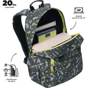 Foto de Mochila Escolar Totto Ma04 Acuarela Gris 