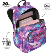 Foto de Mochila Escolar Totto Ma04 Acuarela Morado 