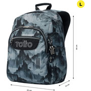 Foto de Mochila Escolar Totto Ma04 Acuarela Negro/Gris 