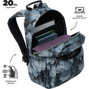 Foto de Mochila Escolar Totto Ma04 Acuarela Negro/Gris 