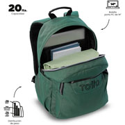 Foto de Mochila Juvenil Totto Ecole Solid Verde 