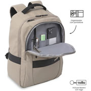 Foto de Mochila Laptop Totto Wivetto Beige/Negro 