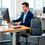 Foto de Mochila Para Laptop American Bags Lamborghini L6013 Azul/Amarillo 
