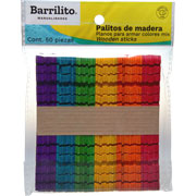 Foto de Palos Para Armar Barrilito Colores Surtidos 1X11.5Cm Con 50 Piezas 