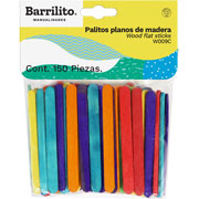 Foto de Palos Planos Barrilito Colores Surtidos 0.7X7.5Cm Con 150 Piezas 