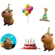 Foto de Planilla de Stickers en Vinil Adheribles Granmark con 6 Piezas Capibara Bday 