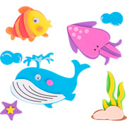Foto de Plantilla De Stickers Foamy Figuras Del Mar Con 13 Piezas 