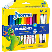 Foto de Plumones Norma Lavables 15 Colores Surtidos 
