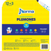 Foto de Plumones Norma Lavables 15 Colores Surtidos 