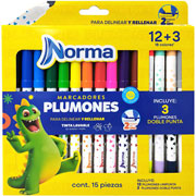 Foto de Plumones Norma Lavables 15 Colores Surtidos 