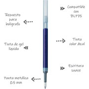 Foto de Repuesto Bolígrafo Fino Azul 0.5mm Pentel EnerGel LRP5BP2-C 