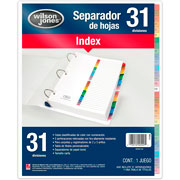 Foto de Separador Wilson Jones Tamaño Carta Plastificado 31 Divisiones 